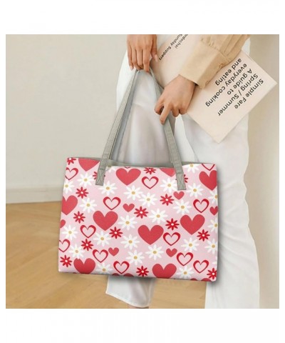 Handbags for Women Large Fashion Purse Gifts for Mom Lover and Friends Valentine's Day Heart Daisy $17.63 Totes