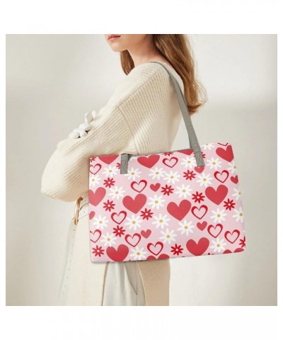 Handbags for Women Large Fashion Purse Gifts for Mom Lover and Friends Valentine's Day Heart Daisy $17.63 Totes