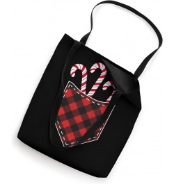 Candy Cane in Pocket Tee Funny Vintage Red Plaid Christmas Tote Bag $9.65 Totes