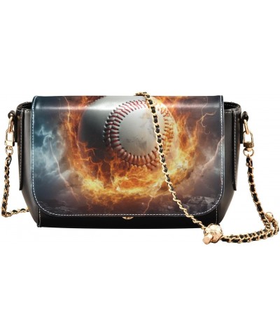 Firelight Volleyball Crossbody Bag for Women Girls,Leather Cross Body Purses Chain Strap Handbags Shoulder Bag $23.59 Crossbo...