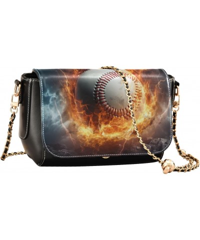 Firelight Volleyball Crossbody Bag for Women Girls,Leather Cross Body Purses Chain Strap Handbags Shoulder Bag $23.59 Crossbo...