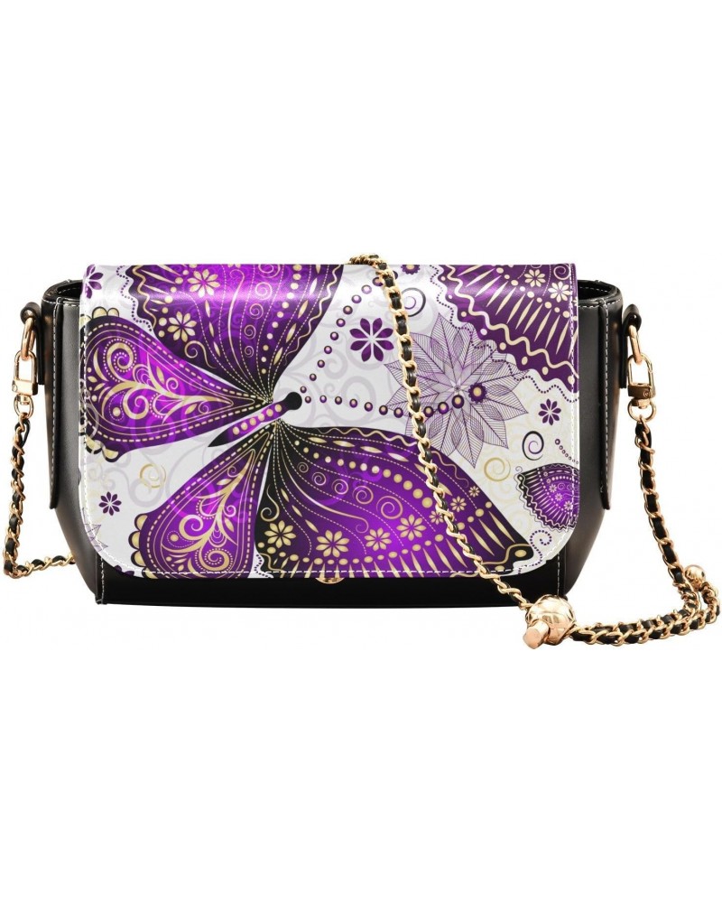 Butterflies Flowers Crossbody Bags for Women Leather Purse Handbag Shoulder Bag for Work Daily Gifts $17.60 Shoulder Bags