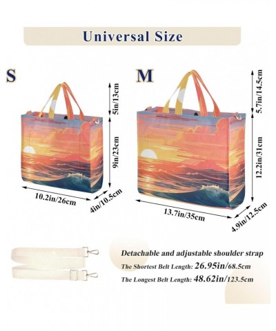 Corduroy Tote Bag Sea Scenery Sunset Cross Body Bag for Women Casual with Magnetic Clasp $15.04 Totes