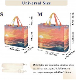 Corduroy Tote Bag Sea Scenery Sunset Cross Body Bag for Women Casual with Magnetic Clasp $15.04 Totes