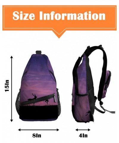 Sling Bag Crossbody Bag for Women Men Mushroom And Tree Leaves Moon On Geometric Line Pattern Waterproof Hiking Backpack Ligh...