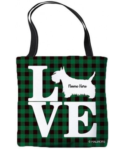 Dog Personalized Tote Bag Scottish Terrier Silhouette Dog Pink Lattice Bag Green $9.53 Travel Gear