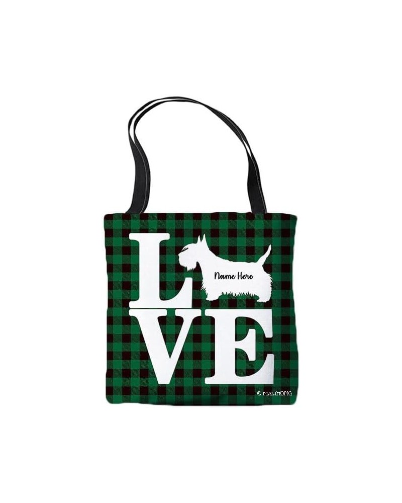 Dog Personalized Tote Bag Scottish Terrier Silhouette Dog Pink Lattice Bag Green $9.53 Travel Gear