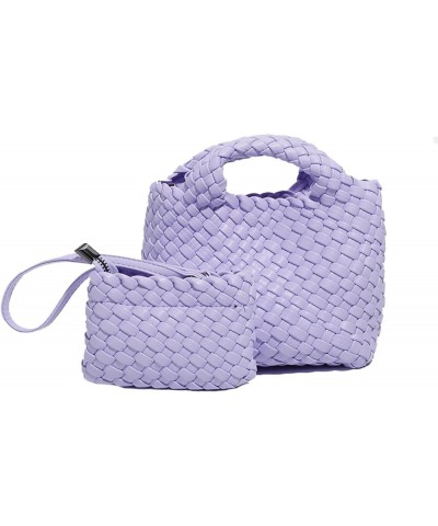 Woven Bag for Women with Coin Purse Fashion Handbag Female Shoulder Bag Foldable Chain Small Tote Crossbody Bags Light Purple...