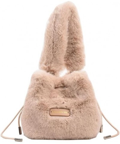 Fuzzy Top Handle Bags for Women, Crossbody Bag Aesthetic Fluffy Shoulder Bag Sling Purse Ladies Daypack Grunge Handbag Khaki ...