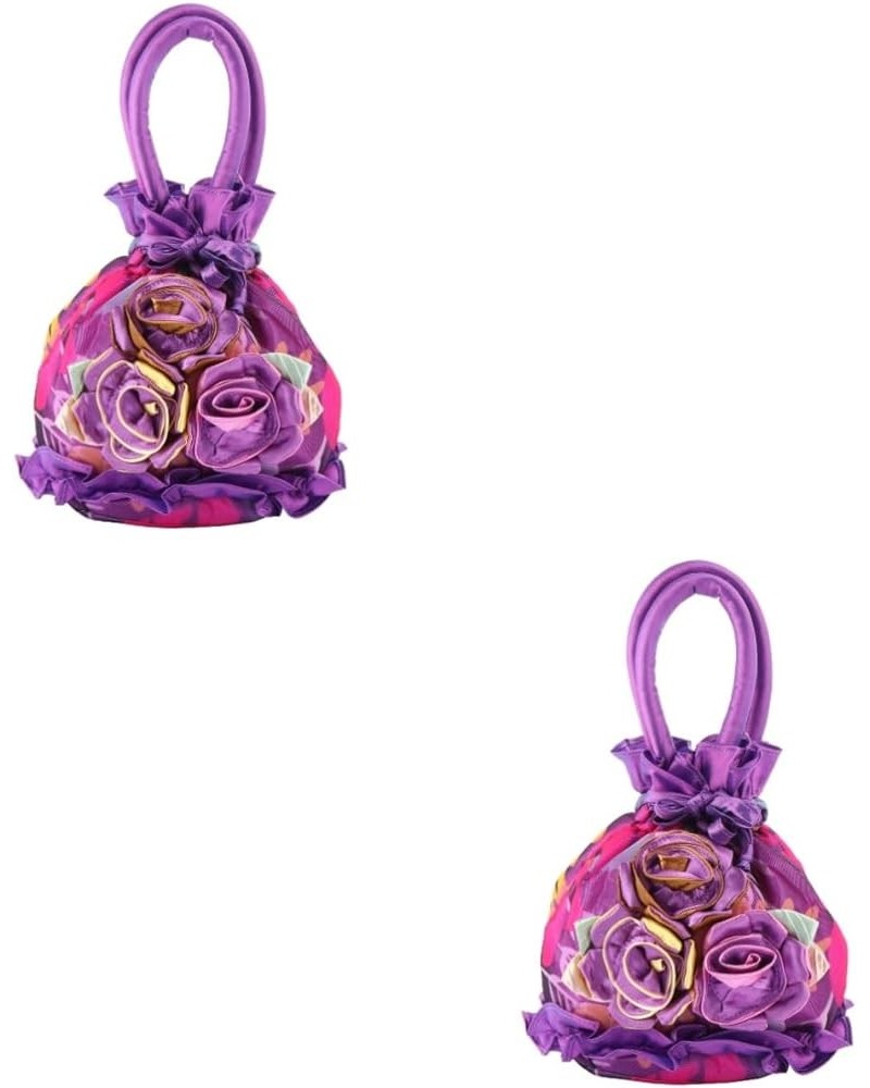 2 Pcs Handbag Drawstring Fabric Cloth Miss Purplex2pcs $13.10 Evening Bags