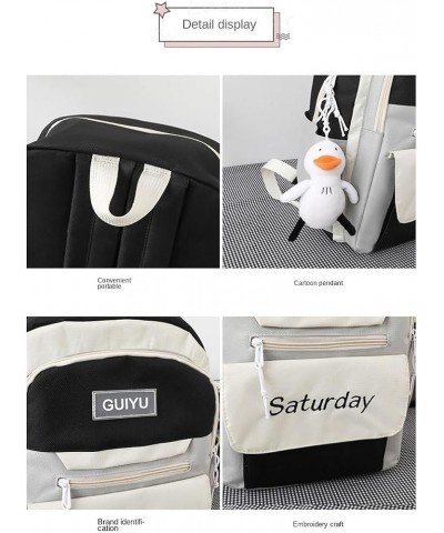 Cute backpack with accessories kawaii 5PCS Set Waterproof backbags (Purple duck) Black Duck $17.64 Backpacks