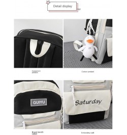 Cute backpack with accessories kawaii 5PCS Set Waterproof backbags (Purple duck) Black Duck $17.64 Backpacks