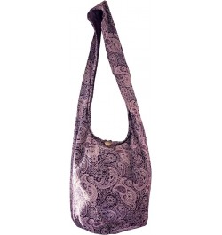 Sling Bag Cotton - Large Boho Hippie Hobo Handbag - 40 Prints - unisex Crossbody Bag (Paisley-purple) $10.99 Hobo Bags