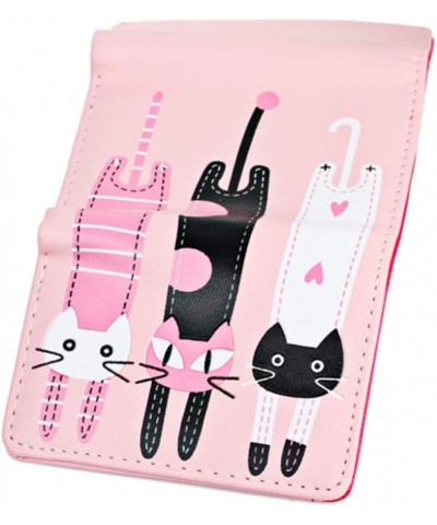 Leather Trifold Women Small Wallets Cat Pattern Coin Purse Short Credit Card Case Holders (Black) Rosa $10.30 Wallets