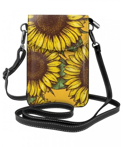 Retro Sunflowers Pattern Small Crossbody Bags for Women PU Leather Cell Phone Purse Wallet with Card Slots $15.63 Crossbody Bags