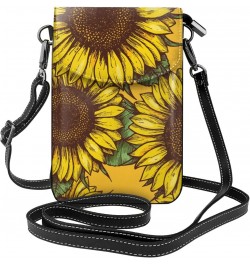 Retro Sunflowers Pattern Small Crossbody Bags for Women PU Leather Cell Phone Purse Wallet with Card Slots $15.63 Crossbody Bags