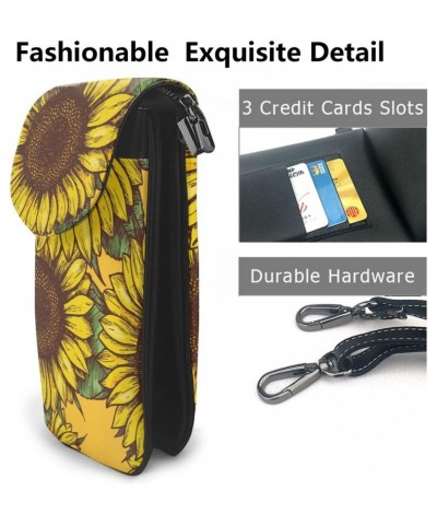 Retro Sunflowers Pattern Small Crossbody Bags for Women PU Leather Cell Phone Purse Wallet with Card Slots $15.63 Crossbody Bags