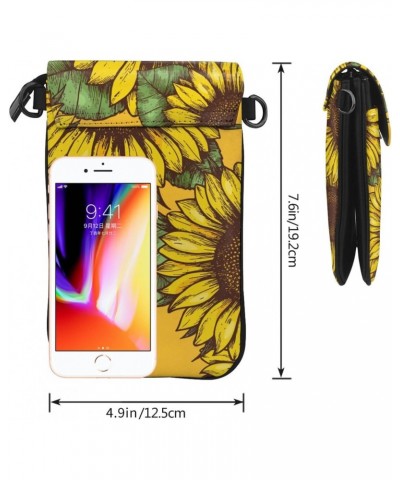 Retro Sunflowers Pattern Small Crossbody Bags for Women PU Leather Cell Phone Purse Wallet with Card Slots $15.63 Crossbody Bags