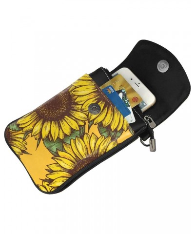 Retro Sunflowers Pattern Small Crossbody Bags for Women PU Leather Cell Phone Purse Wallet with Card Slots $15.63 Crossbody Bags