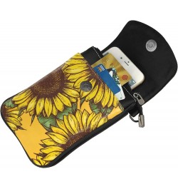 Retro Sunflowers Pattern Small Crossbody Bags for Women PU Leather Cell Phone Purse Wallet with Card Slots $15.63 Crossbody Bags