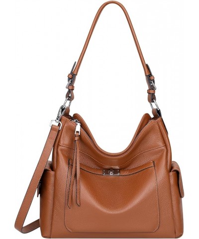 Leather Hobo Purses and Handbags for Women Ladies Shoulder Crossbody Purse A4-brown $40.19 Hobo Bags