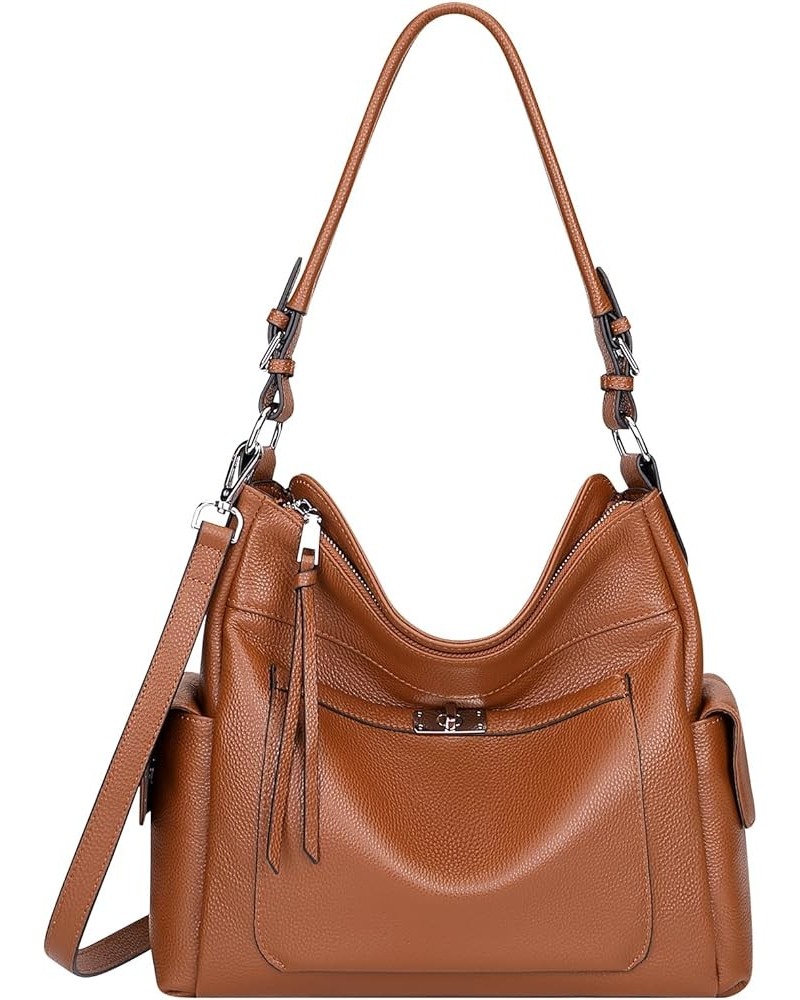 Leather Hobo Purses and Handbags for Women Ladies Shoulder Crossbody Purse A4-brown $40.19 Hobo Bags