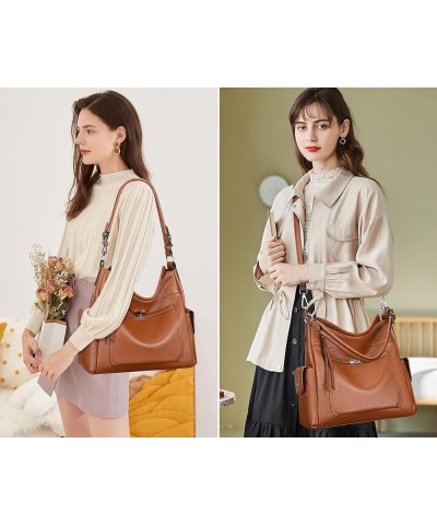 Leather Hobo Purses and Handbags for Women Ladies Shoulder Crossbody Purse A4-brown $40.19 Hobo Bags