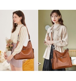 Leather Hobo Purses and Handbags for Women Ladies Shoulder Crossbody Purse A4-brown $40.19 Hobo Bags