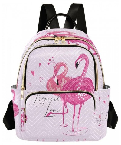 Pink Flamingo Birds Pattern Women's Backpack Purse Fashion Travel Anti Theft Backpack Casual Daypack for Work College,S Small...