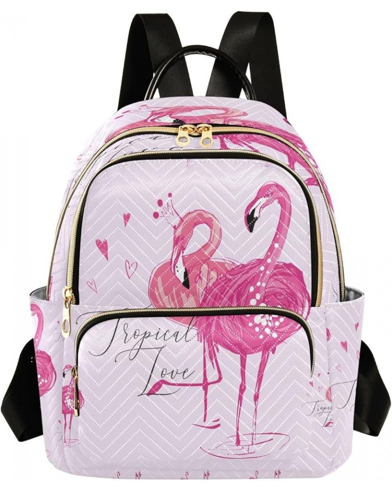 Pink Flamingo Birds Pattern Women's Backpack Purse Fashion Travel Anti Theft Backpack Casual Daypack for Work College,S Small...