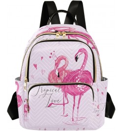 Pink Flamingo Birds Pattern Women's Backpack Purse Fashion Travel Anti Theft Backpack Casual Daypack for Work College,S Small...