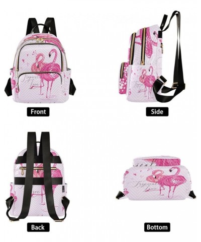 Pink Flamingo Birds Pattern Women's Backpack Purse Fashion Travel Anti Theft Backpack Casual Daypack for Work College,S Small...