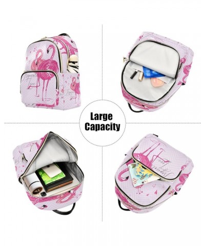 Pink Flamingo Birds Pattern Women's Backpack Purse Fashion Travel Anti Theft Backpack Casual Daypack for Work College,S Small...