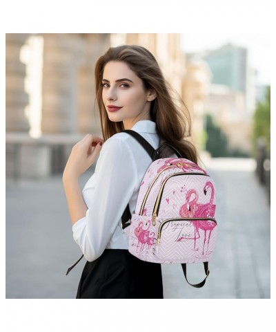 Pink Flamingo Birds Pattern Women's Backpack Purse Fashion Travel Anti Theft Backpack Casual Daypack for Work College,S Small...