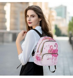 Pink Flamingo Birds Pattern Women's Backpack Purse Fashion Travel Anti Theft Backpack Casual Daypack for Work College,S Small...