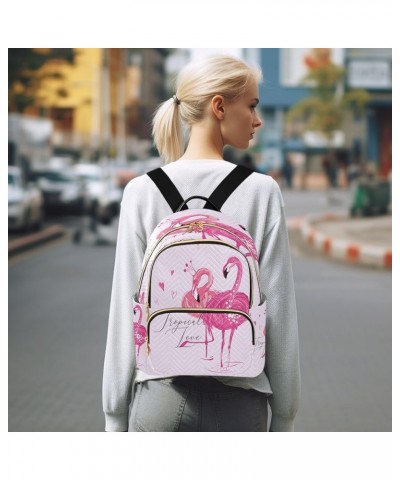 Pink Flamingo Birds Pattern Women's Backpack Purse Fashion Travel Anti Theft Backpack Casual Daypack for Work College,S Small...