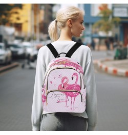 Pink Flamingo Birds Pattern Women's Backpack Purse Fashion Travel Anti Theft Backpack Casual Daypack for Work College,S Small...