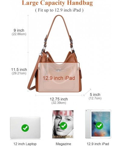 Leather Hobo Purses and Handbags for Women Ladies Shoulder Crossbody Purse A4-brown $40.19 Hobo Bags