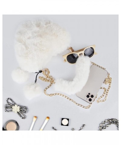 Faux Fur Purse Women's Heart Shaped Evening Handbags Small Cute Phone Crossbody Bag Clutches for Girls White $20.60 Evening Bags