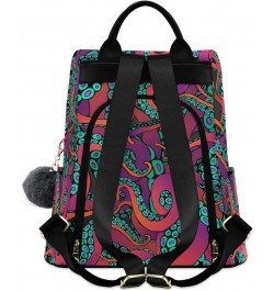 Rainbow Color Cartoon Octopus Animal Backpack Purse for Women Anti Theft Fashion Back Pack Shoulder Bag $20.79 Backpacks