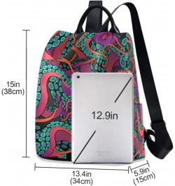 Rainbow Color Cartoon Octopus Animal Backpack Purse for Women Anti Theft Fashion Back Pack Shoulder Bag $20.79 Backpacks