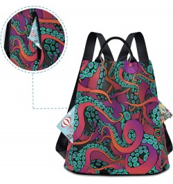 Rainbow Color Cartoon Octopus Animal Backpack Purse for Women Anti Theft Fashion Back Pack Shoulder Bag $20.79 Backpacks