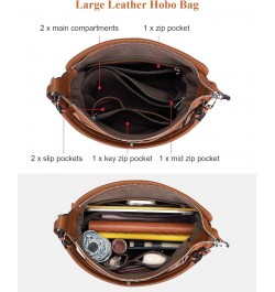 Leather Hobo Purses and Handbags for Women Ladies Shoulder Crossbody Purse A4-brown $40.19 Hobo Bags