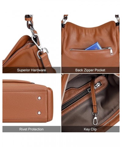 Leather Hobo Purses and Handbags for Women Ladies Shoulder Crossbody Purse A4-brown $40.19 Hobo Bags