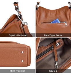 Leather Hobo Purses and Handbags for Women Ladies Shoulder Crossbody Purse A4-brown $40.19 Hobo Bags