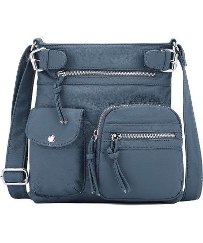 Crossbody Bags for Women Washed Leather Shoulder Bags Multi Pocket Soft Hobo Purses and Medium Handbags 12navy $20.64 Hobo Bags