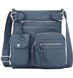 Crossbody Bags for Women Washed Leather Shoulder Bags Multi Pocket Soft Hobo Purses and Medium Handbags 12navy $20.64 Hobo Bags