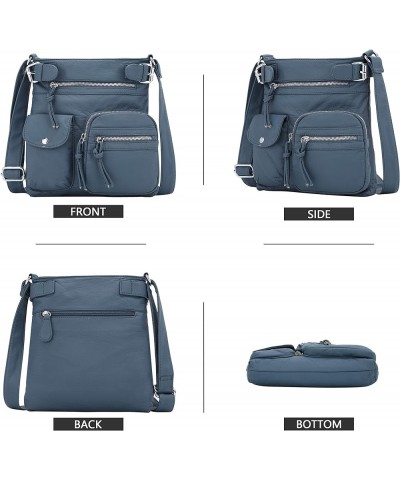 Crossbody Bags for Women Washed Leather Shoulder Bags Multi Pocket Soft Hobo Purses and Medium Handbags 12navy $20.64 Hobo Bags