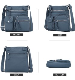 Crossbody Bags for Women Washed Leather Shoulder Bags Multi Pocket Soft Hobo Purses and Medium Handbags 12navy $20.64 Hobo Bags