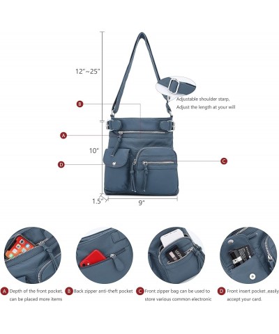 Crossbody Bags for Women Washed Leather Shoulder Bags Multi Pocket Soft Hobo Purses and Medium Handbags 12navy $20.64 Hobo Bags